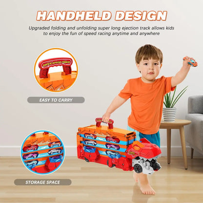 Dinosaurier 3-in-1 Transport LKW mit 8 Rennwagen