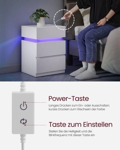 Nachttisch (1-St), mit LED-Beleuchtung, einstellbare Farben