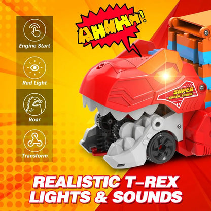 Dinosaurier 3-in-1 Transport LKW mit 8 Rennwagen