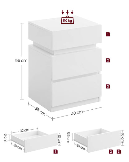 Nachttisch (1-St), mit LED-Beleuchtung, einstellbare Farben