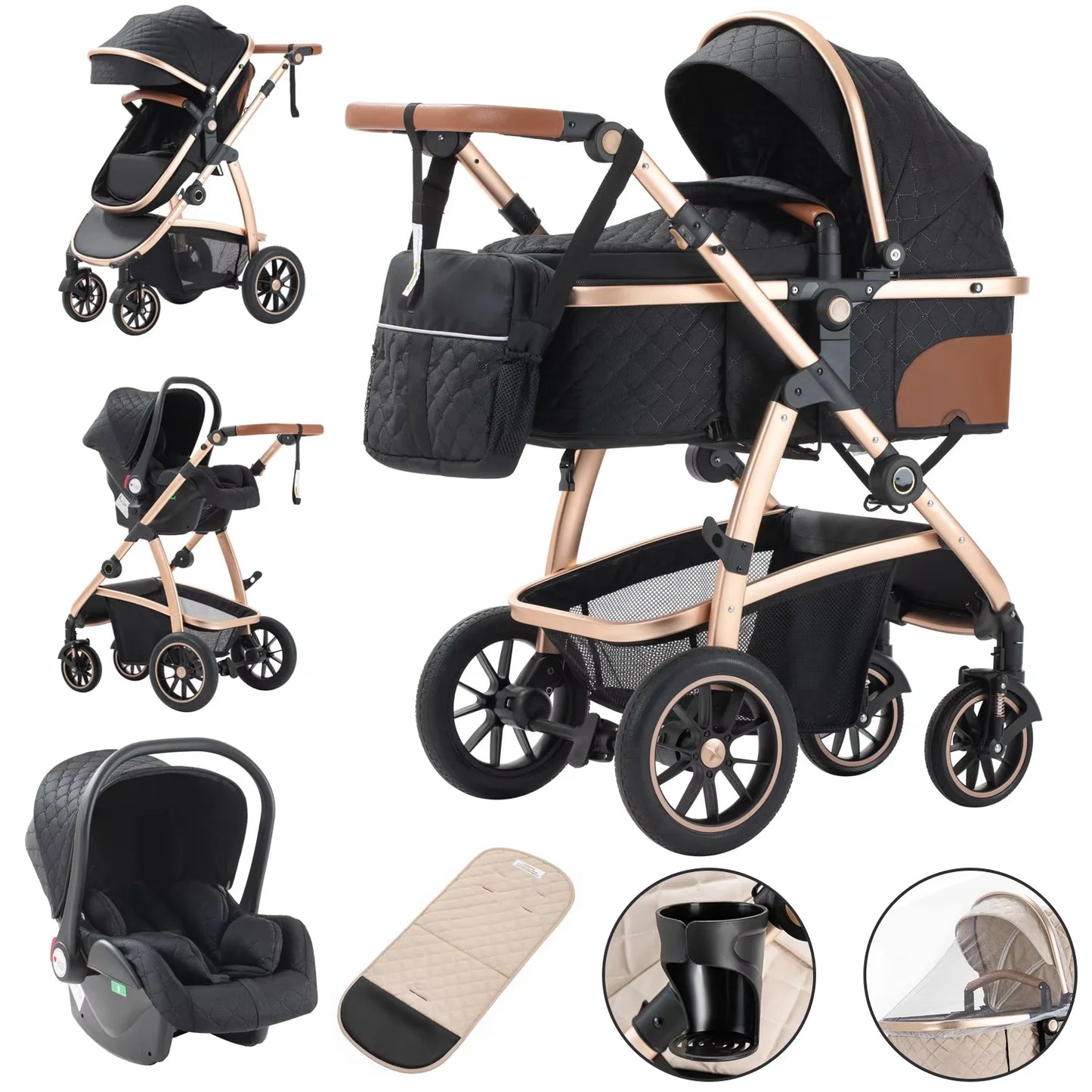 3 in 1 Kinderwagen mit Moskitonetz