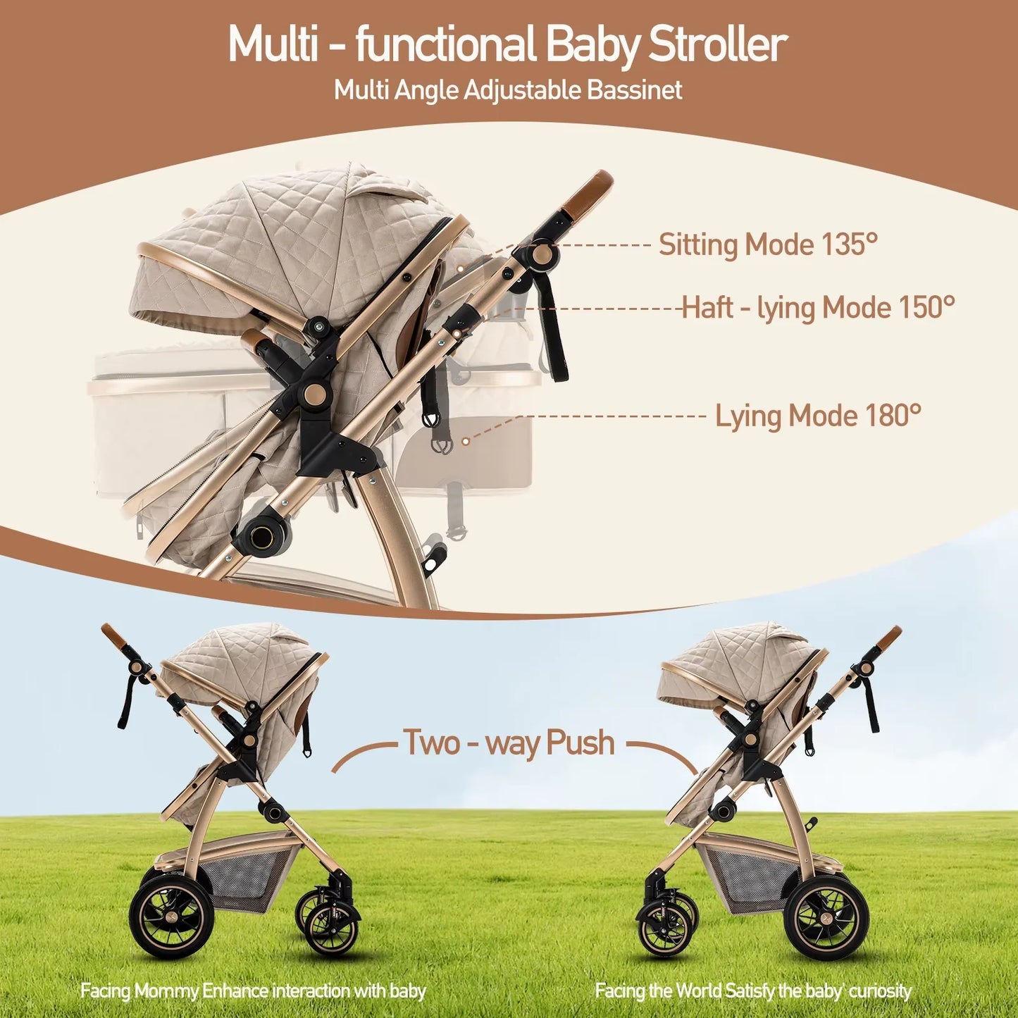 3 in 1 Kinderwagen mit Moskitonetz