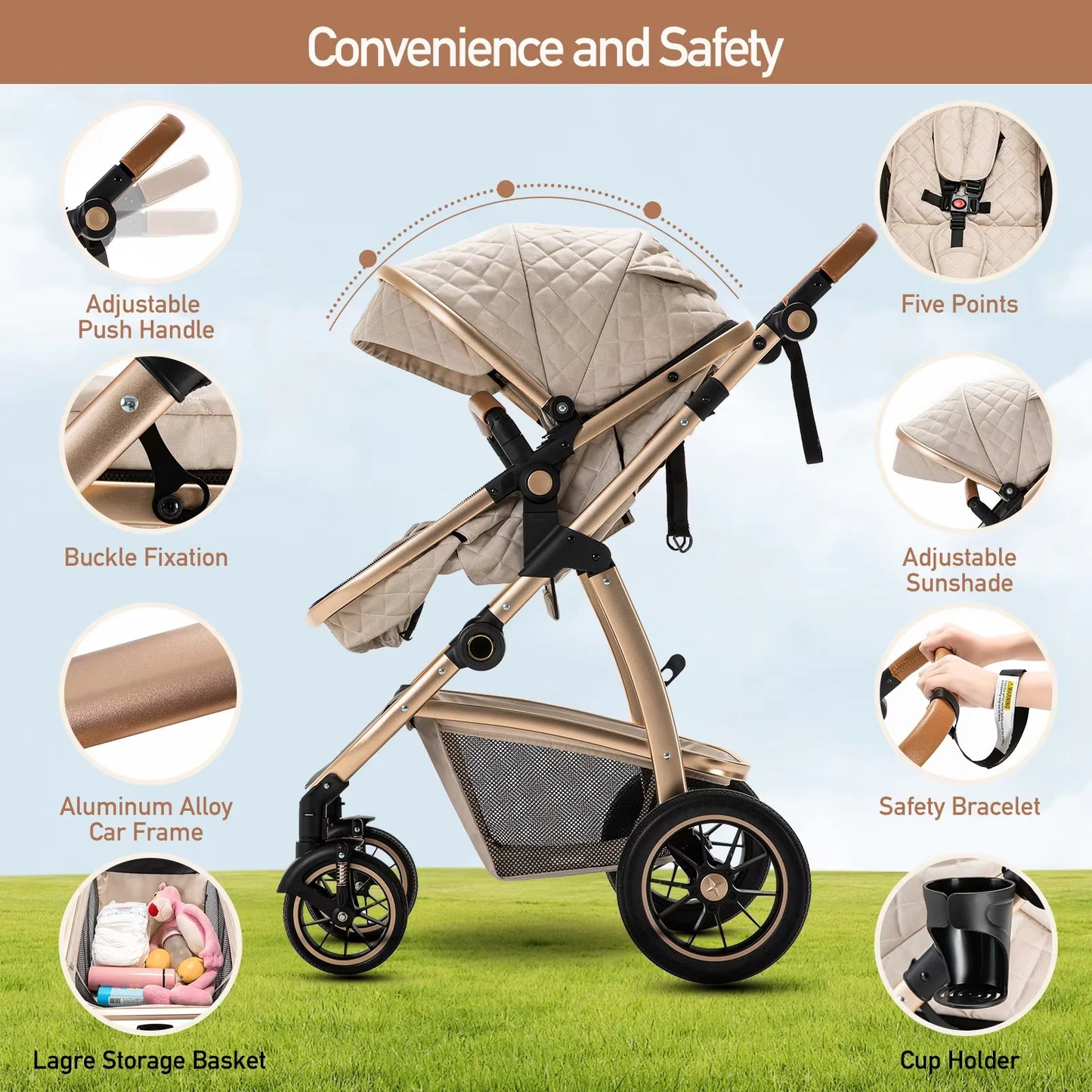 3 in 1 Kinderwagen mit Moskitonetz