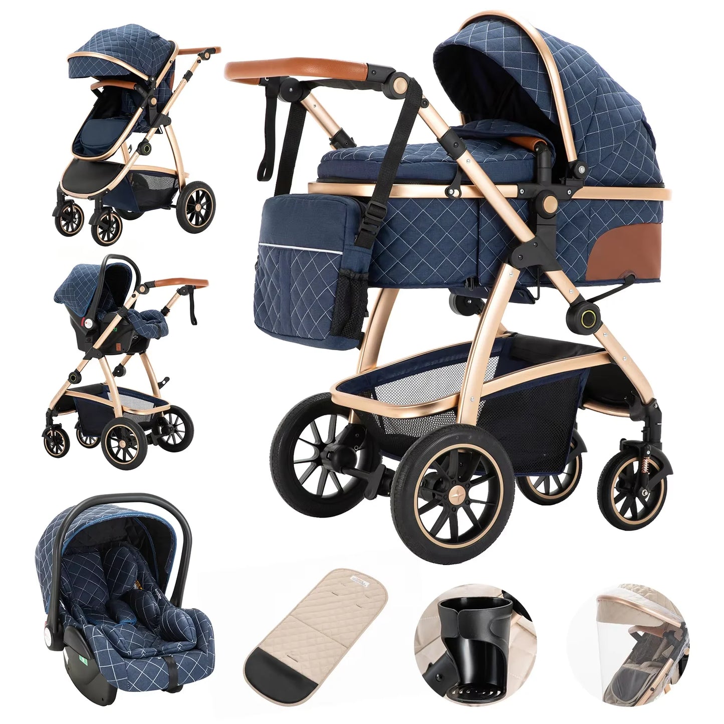 3 in 1 Kinderwagen mit Moskitonetz