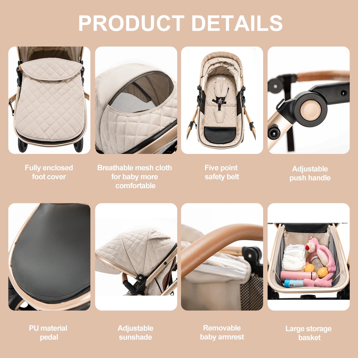 3 in 1 Kinderwagen mit Moskitonetz